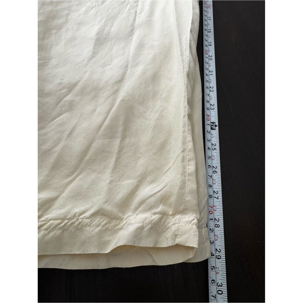 Vintage 100% Silk Wide Leg Pants Cream Ivory High Waist Slouchy Trouser XL - Picture 7 of 10
